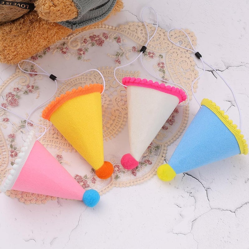 Cellcacn 10 Pcs Dog Birthday Hat Set for Small Medium Dogs Cat Puppies, Mini Party Hat with Adjustable Headbands, Cute Pet Hat with Pompons for Birthday Christmas Party Decoration Accessories (Small 3.5 Inch) - Image 5